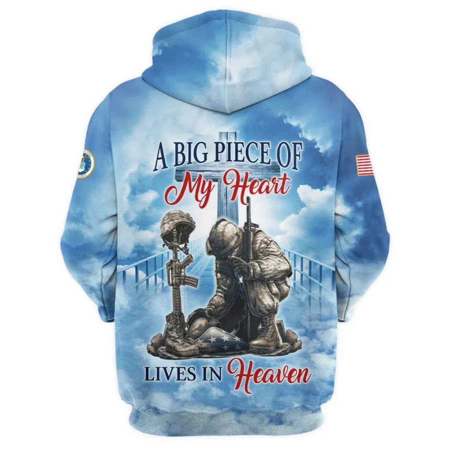 Honor The Fallen Veteran A Big Piece Of My Heart Lives In Heaven U.S. Air Force All Over Prints Zipper Hoodie