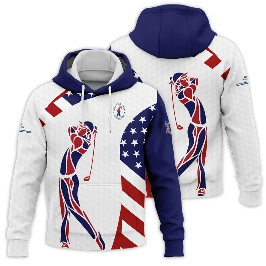 124th U.S. Open Pinehurst Cobra Golf  Blue Red Golf Pattern White Flag Hoodie Shirt Style Classic