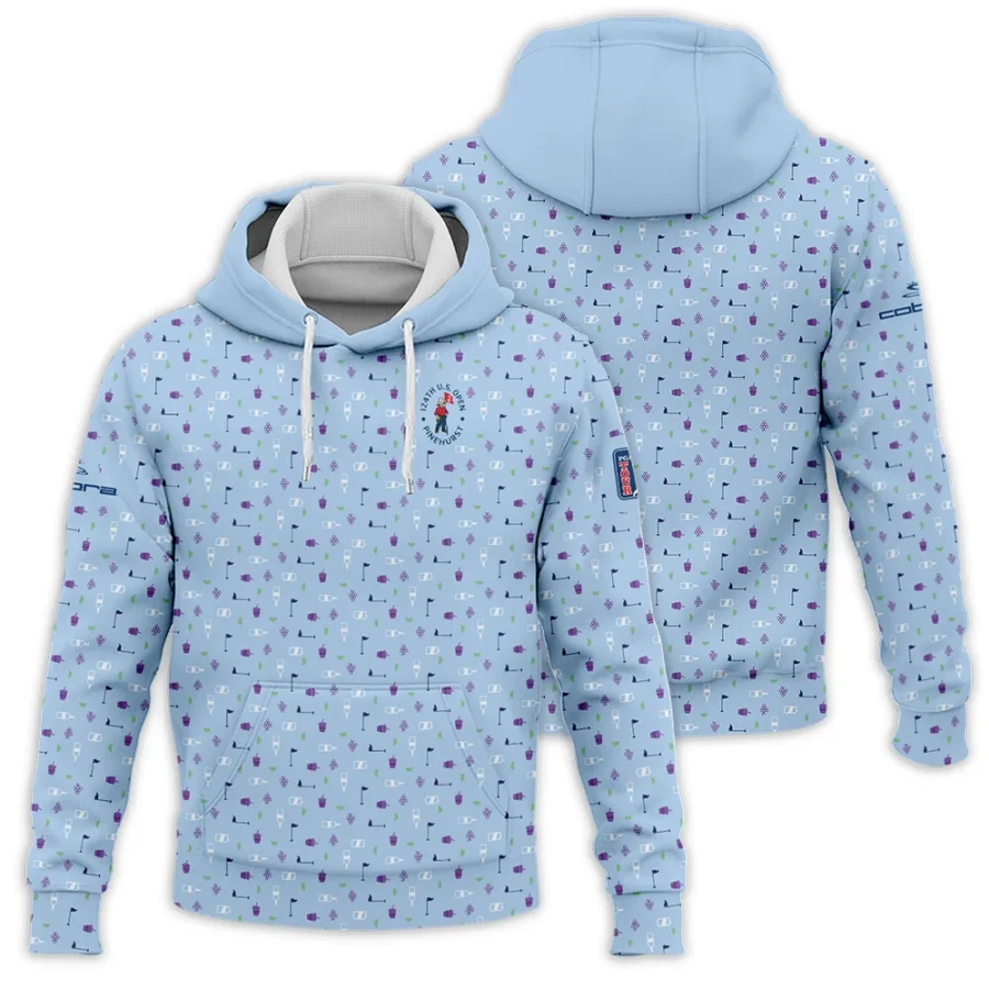 124th U.S. Open Pinehurst Cobra Golf  Golf Icons Pattern Light Blue Hoodie Shirt Style Classic