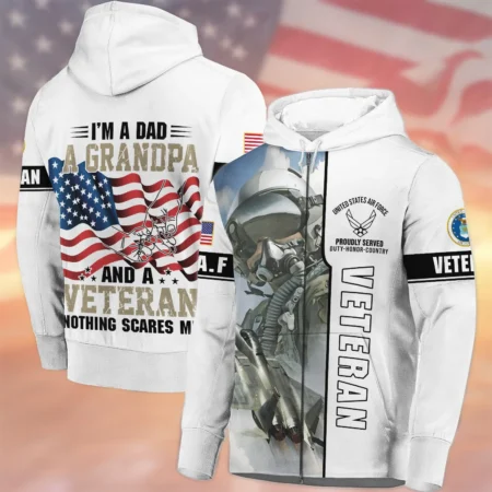 Proudly Served I Am A Dad A Grandpa And A Veteran U.S. Air Force All Over Prints Zipper Hoodie