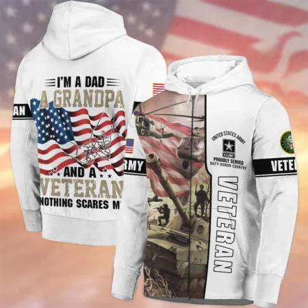 Proudly Served I Am A Dad A Grandpa And A Veteran U.S. Army All Over Prints Zipper Hoodie