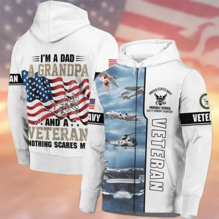 Proudly Served I Am A Dad A Grandpa And A Veteran U.S. Navy All Over Prints Zipper Hoodie