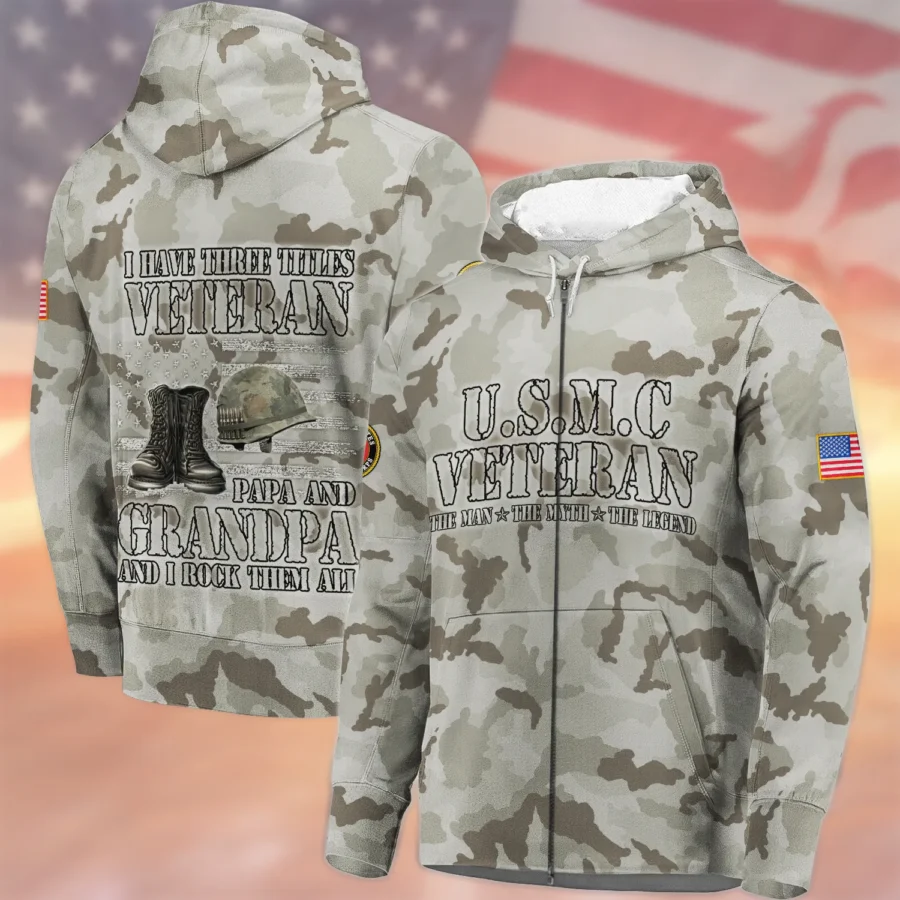 Veteran The Man The Myth The Legend U.S. Marine Corps All Over Prints Zipper Hoodie