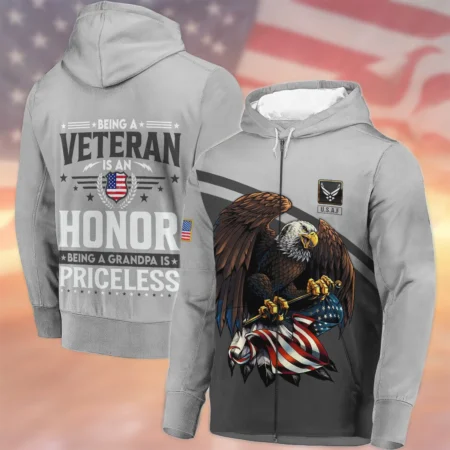 Being A Veteran Is An Honor Being A Grandpa Is Priceless U.S. Air Force All Over Prints Zipper Hoodie