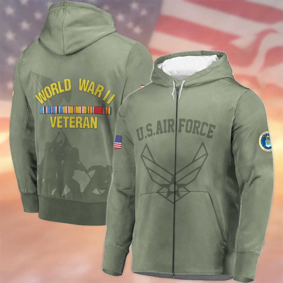 Veteran World War II U.S. Air Force All Over Prints Zipper Hoodie