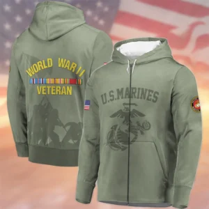 Veteran World War II U.S. Marine Corps All Over Prints Hoodie