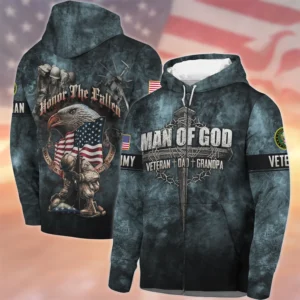 Veteran Dad Grandpa Man Of God Honor The Fallen U.S. Army All Over Prints Hoodie