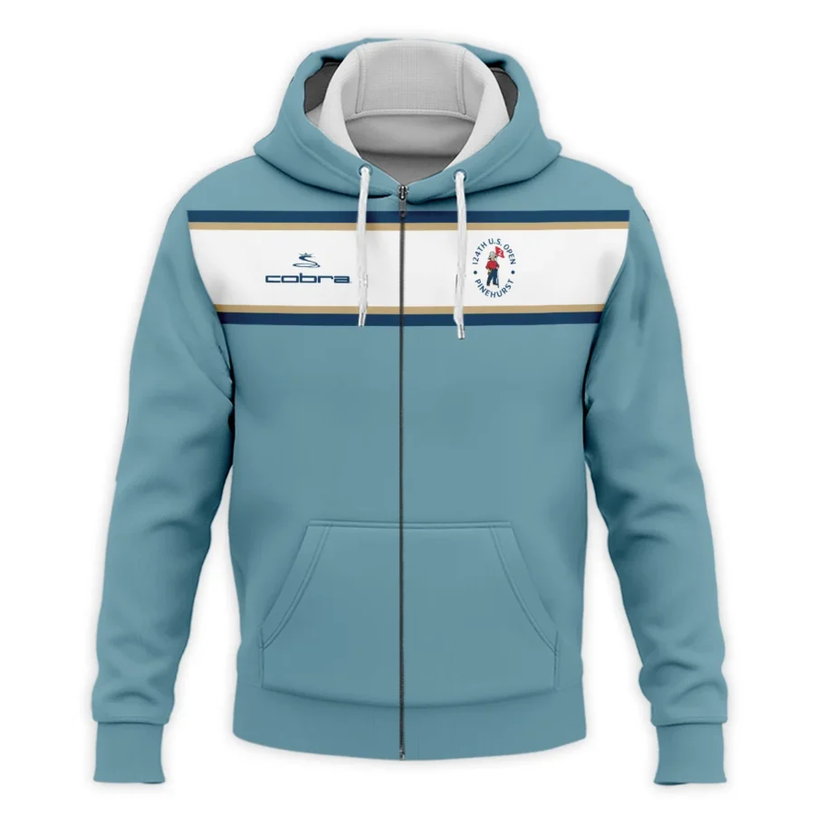 124th U.S. Open Pinehurst Golf Sport Mostly Desaturated Dark Blue Yellow Cobra Golf Zipper Hoodie Shirt Style Classic