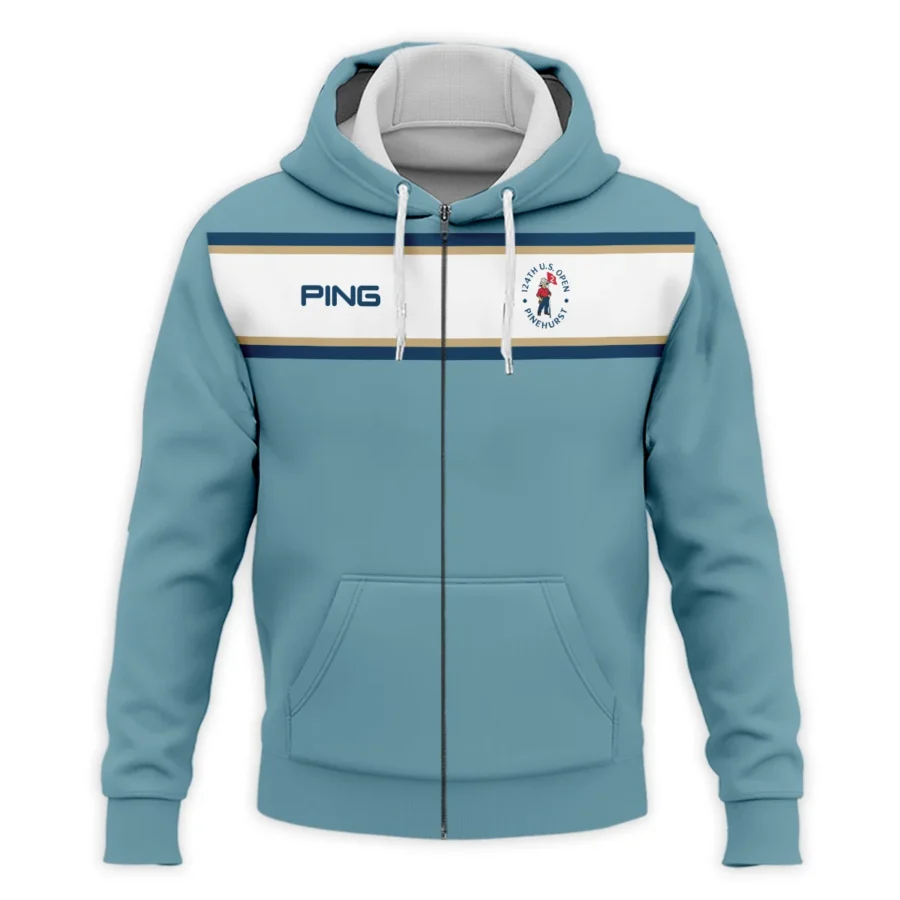 124th U.S. Open Pinehurst Golf Sport Mostly Desaturated Dark Blue Yellow Ping Zipper Hoodie Shirt Style Classic