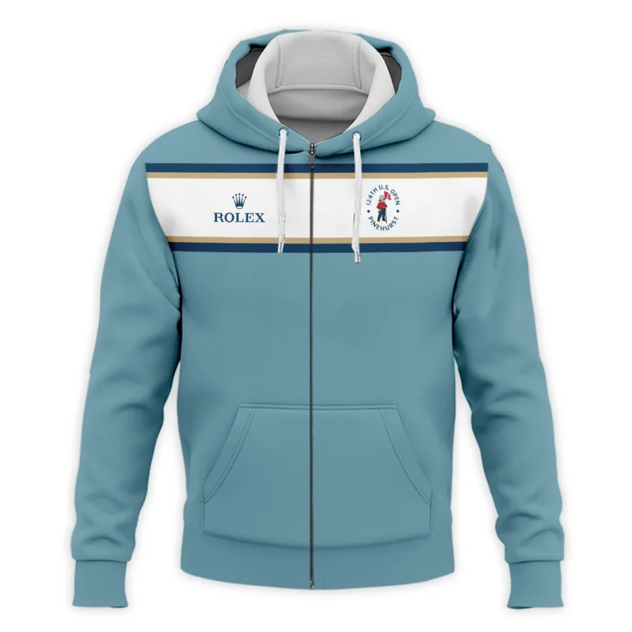 124th U.S. Open Pinehurst Golf Sport Mostly Desaturated Dark Blue Yellow Rolex Zipper Hoodie Shirt Style Classic