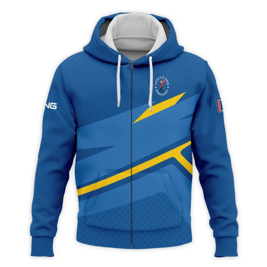 Ping 124th U.S. Open Pinehurst Blue Yellow Mix Pattern Zipper Hoodie Shirt Style Classic