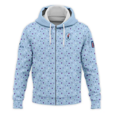 124th U.S. Open Pinehurst Rolex  Golf Icons Pattern Light Blue Zipper Hoodie Shirt Style Classic