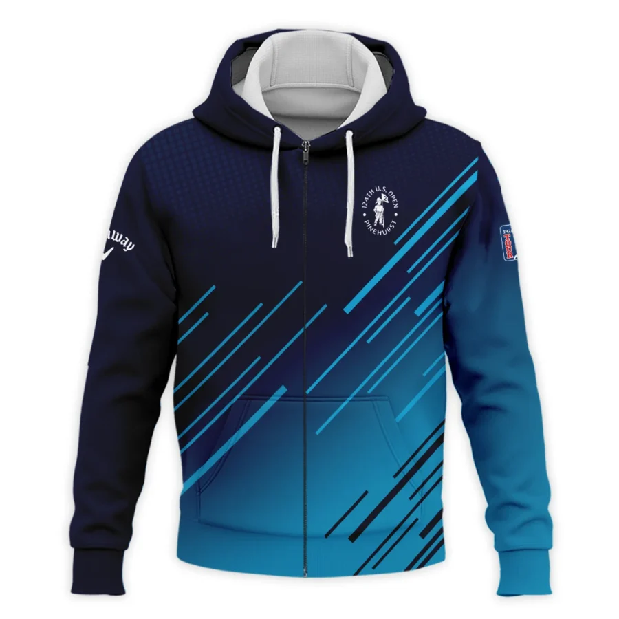 124th U.S. Open Pinehurst Callaway Dark Blue Line Pattern Zipper Hoodie Shirt Style Classic