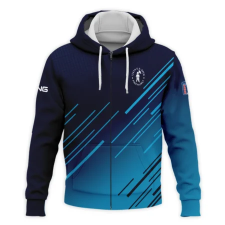 124th U.S. Open Pinehurst Ping Dark Blue Line Pattern Zipper Hoodie Shirt Style Classic