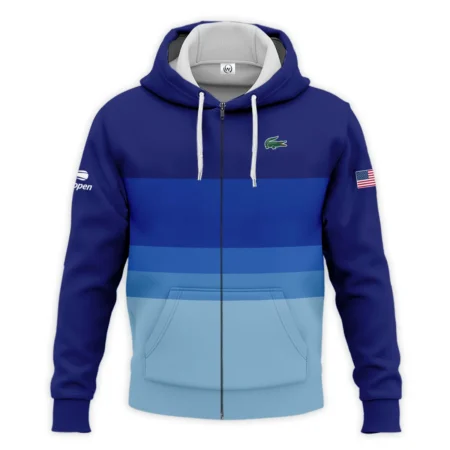 US Open Tennis Blue Gradient Background Lacoste Zipper Hoodie Shirt Style Classic