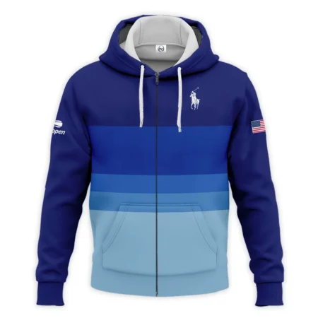 US Open Tennis Blue Gradient Background Ralph Lauren Zipper Hoodie Shirt Style Classic