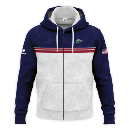 Lacoste US Open Tennis Purple White Red Line Abstract Zipper Hoodie Shirt Style Classic
