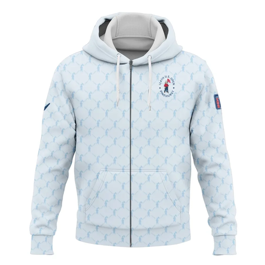 Golf Sport Pattern Light Blue Style 124th U.S. Open Pinehurst Callaway Zipper Hoodie Shirt Style Classic