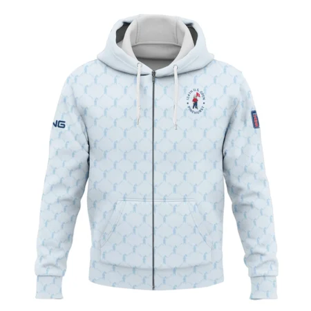 Golf Sport Pattern Light Blue Style 124th U.S. Open Pinehurst Ping Zipper Hoodie Shirt Style Classic