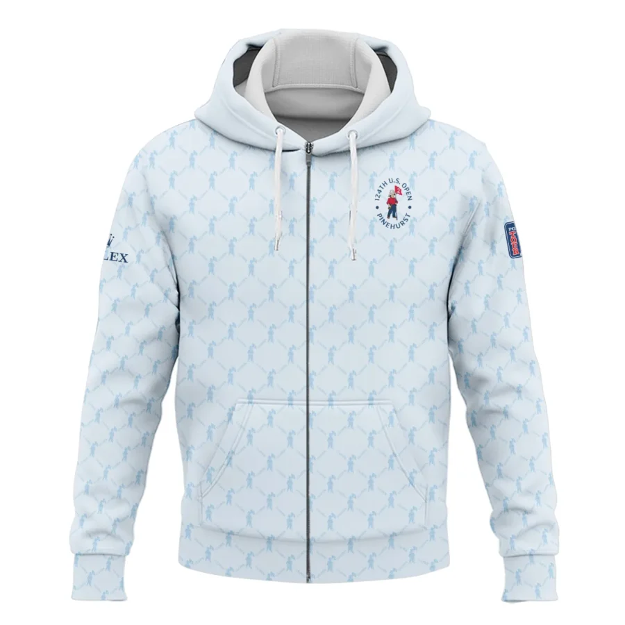 Golf Sport Pattern Light Blue Style 124th U.S. Open Pinehurst Rolex Zipper Hoodie Shirt Style Classic