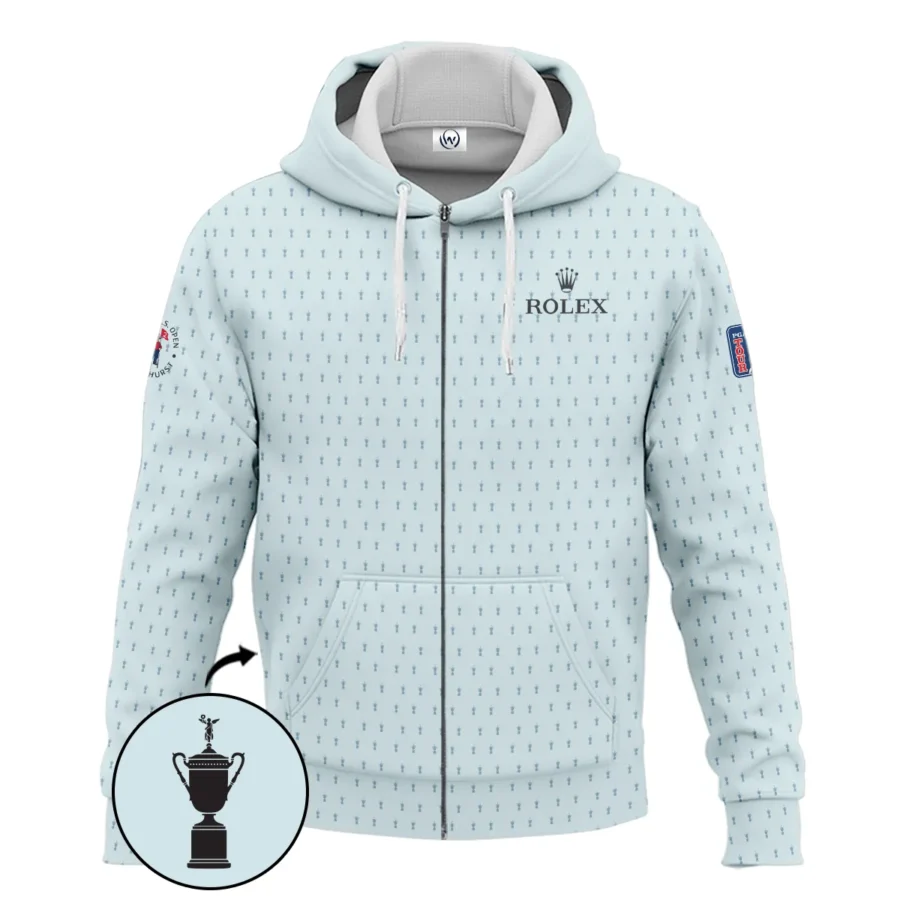 Golf Pattern Cup Light Blue Mix Green 124th U.S. Open Pinehurst Pinehurst Rolex Zipper Hoodie Shirt Style Classic