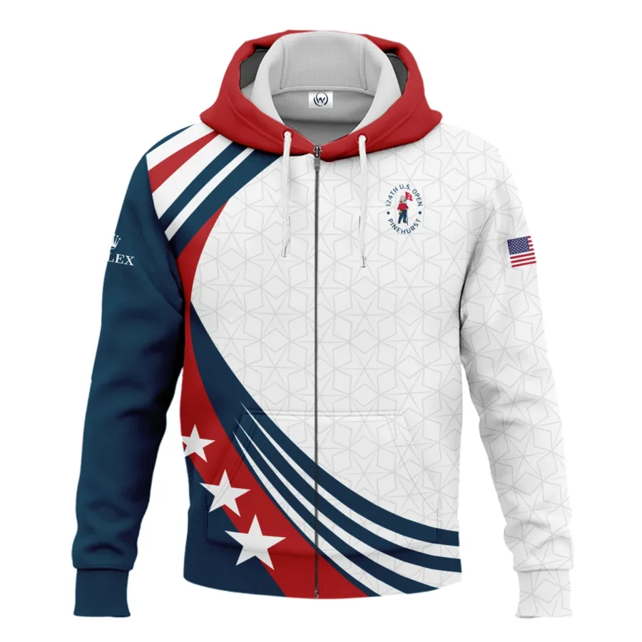 Golf Sport Blue Mix 124th U.S. Open Pinehurst Pinehurst Rolex Zipper Hoodie Shirt Style Classic