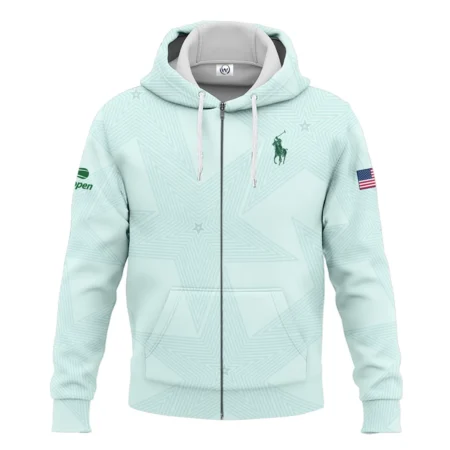 Tennis Pattern Star Light Green US Open Tennis Ralph Lauren Zipper Hoodie Shirt Style Classic