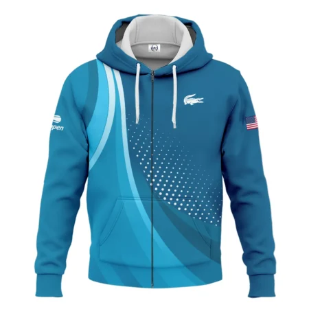 Tennis Blue Gradiend US Open Tennis Lacoste Zipper Hoodie Shirt Style Classic