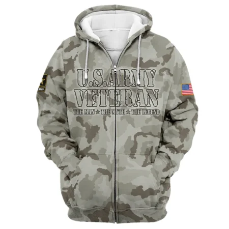 Veteran The Man The Myth The Legend U.S. Army All Over Prints Zipper Hoodie