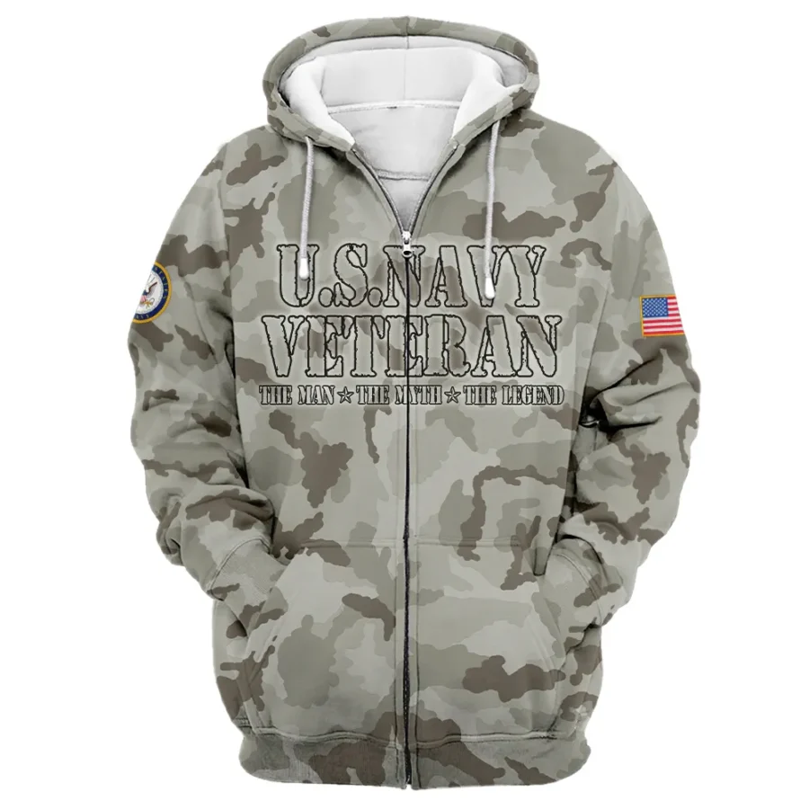 Veteran The Man The Myth The Legend U.S. Navy All Over Prints Zipper Hoodie