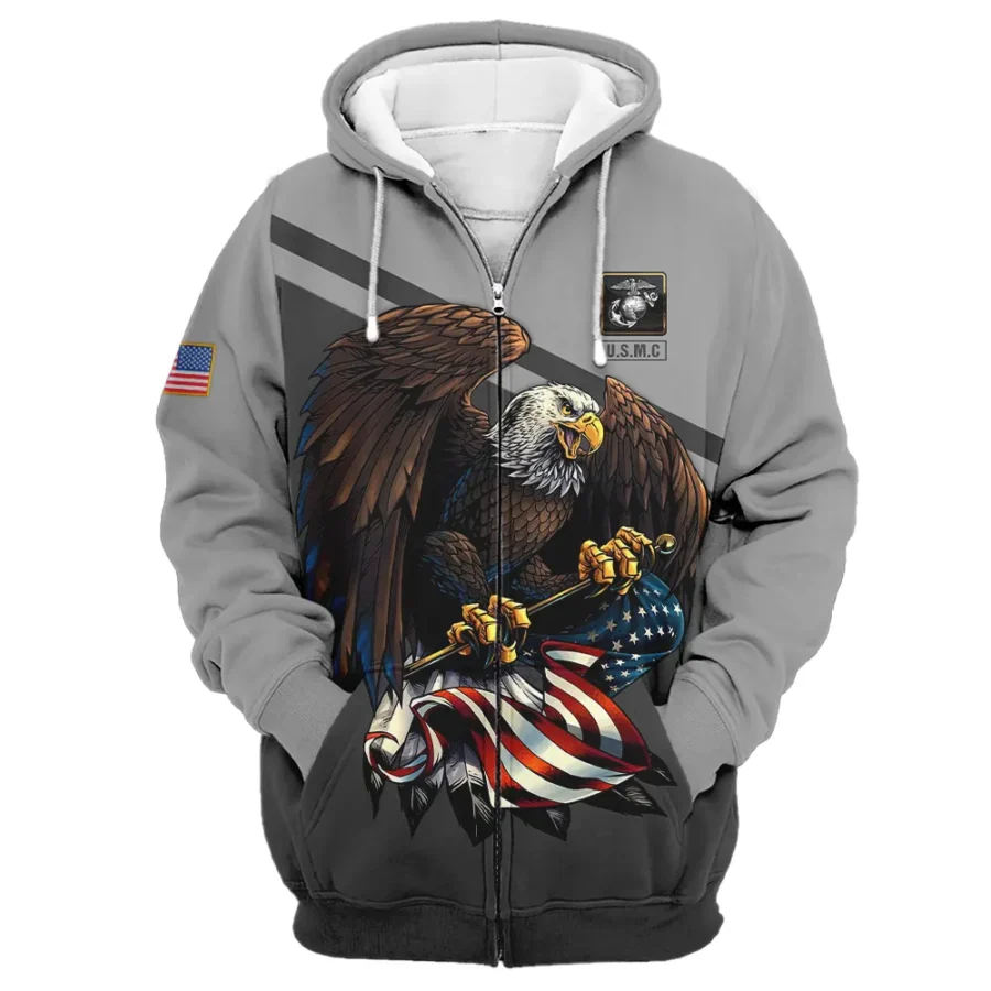 Being A Veteran Is An Honor Being A Grandpa Is Priceless U.S. Marine Corps All Over Prints Zipper Hoodie