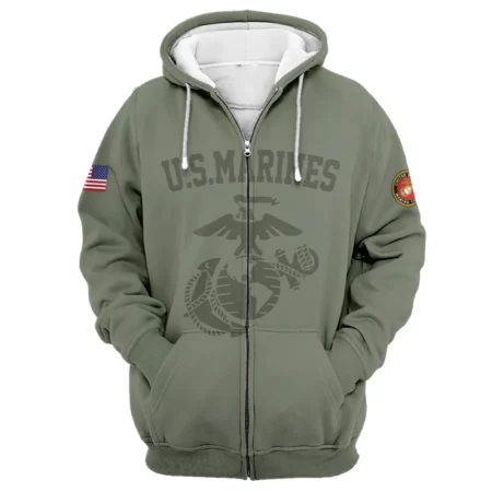 Veteran World War II U.S. Marine Corps All Over Prints Zipper Hoodie