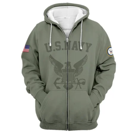 Veteran World War II U.S. Navy All Over Prints Zipper Hoodie