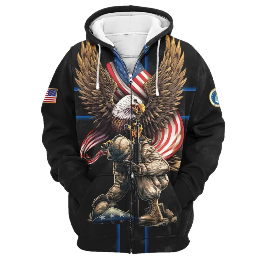 Veteran Only Two Defining Forces Have Ever Offered To Die For You U.S. Air Force All Over Prints Zipper Hoodie