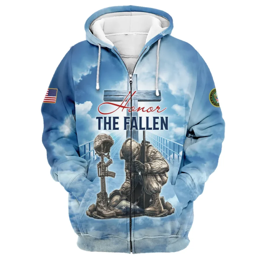 Honor The Fallen Veteran A Big Piece Of My Heart Lives In Heaven U.S. Army All Over Prints Zipper Hoodie