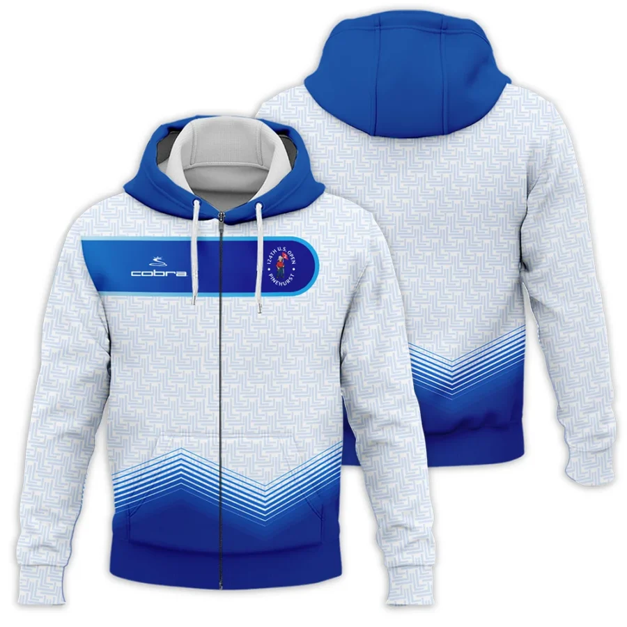 124th U.S. Open Pinehurst Blue Gradient Pattern White  Cobra Golf Zipper Hoodie Shirt Style Classic