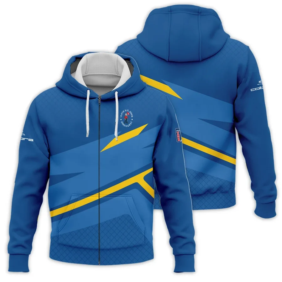 Cobra Golf 124th U.S. Open Pinehurst Blue Yellow Mix Pattern Zipper Hoodie Shirt Style Classic