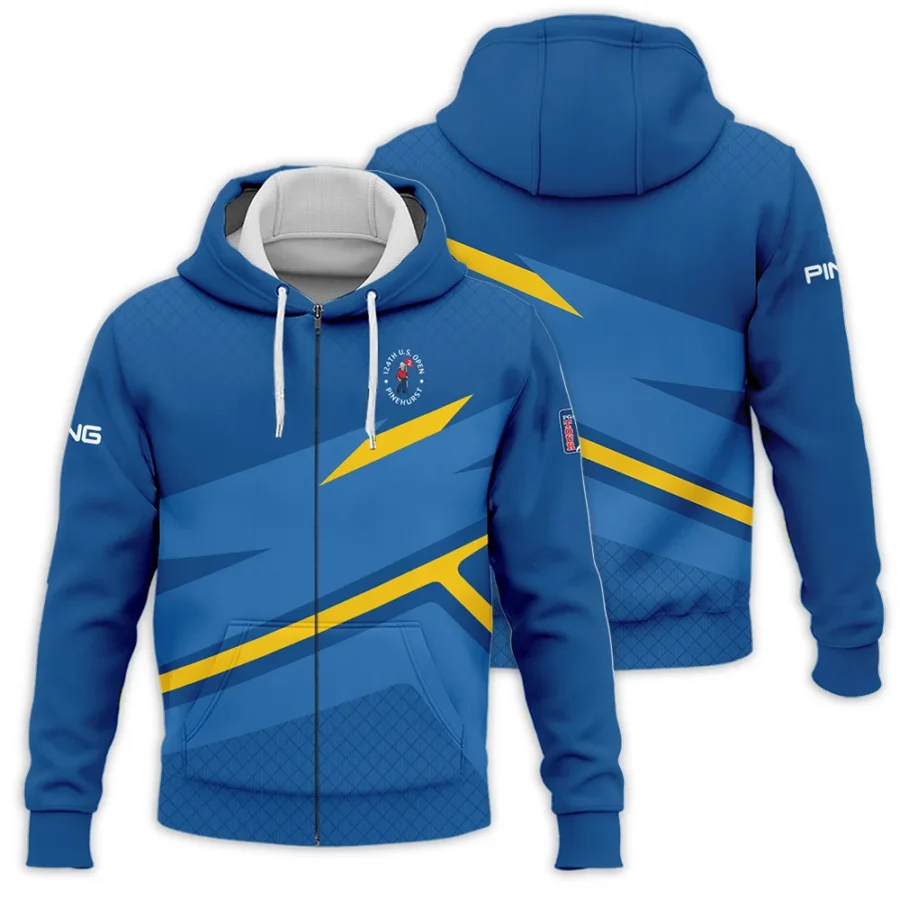 Ping 124th U.S. Open Pinehurst Blue Yellow Mix Pattern Zipper Hoodie Shirt Style Classic