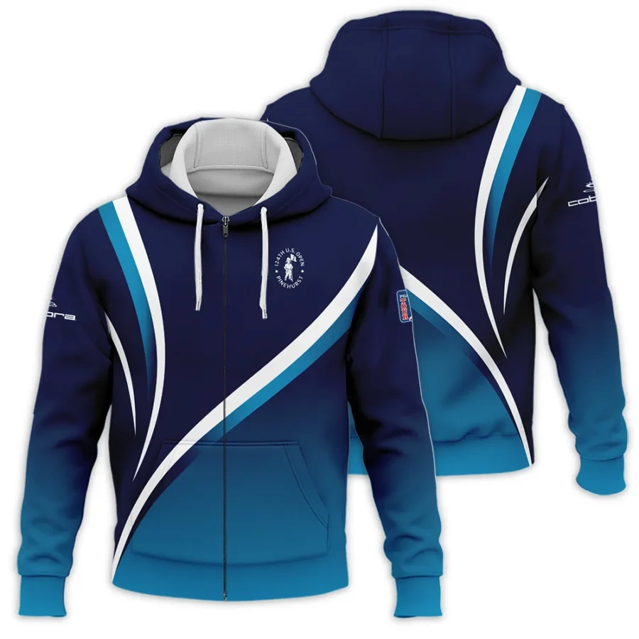 Cobra Golf 124th U.S. Open Pinehurst Dark Blue Gradient Abstract White Background  Zipper Hoodie Shirt Style Classic