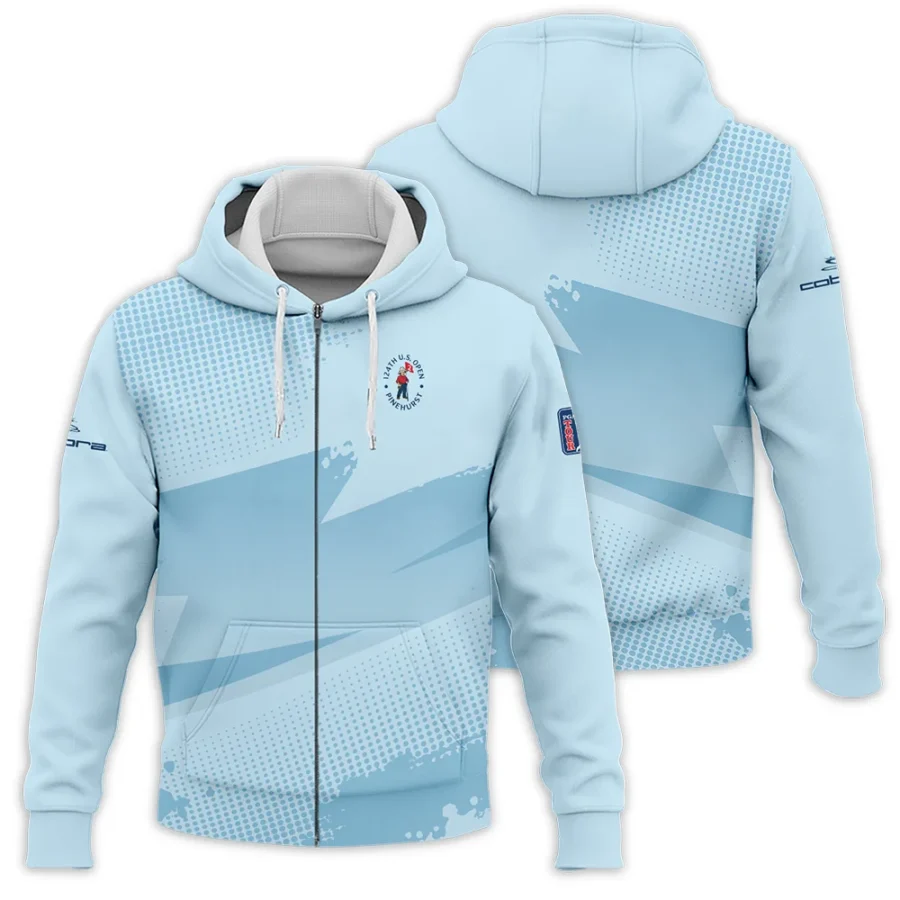 124th U.S. Open Pinehurst Cobra Golf  Light Blue Backgound Zipper Hoodie Shirt Style Classic