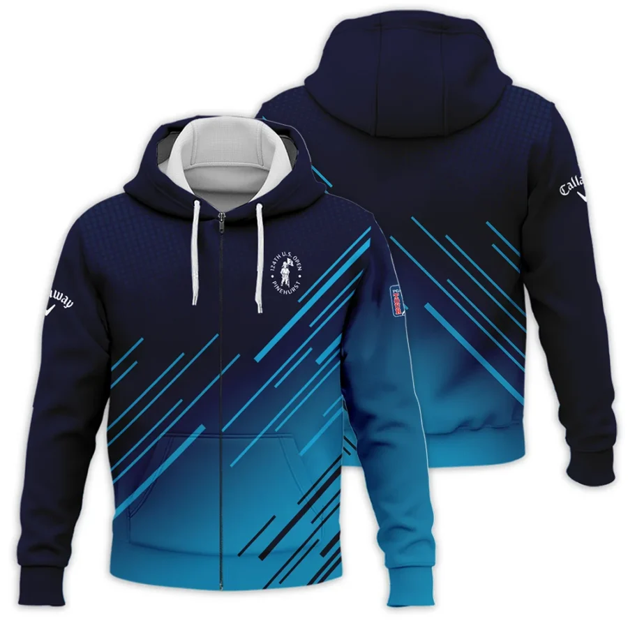 124th U.S. Open Pinehurst Callaway Dark Blue Line Pattern Zipper Hoodie Shirt Style Classic