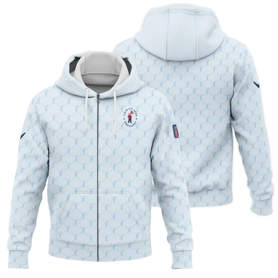 Golf Sport Pattern Light Blue Style 124th U.S. Open Pinehurst Callaway Zipper Hoodie Shirt Style Classic