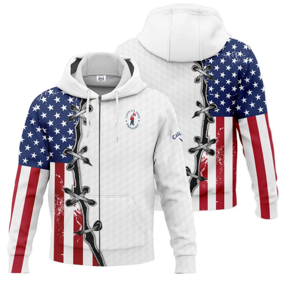 Golf Flag American Pattern Ball 124th U.S. Open Pinehurst Pinehurst Callaway Zipper Hoodie Shirt Style Classic