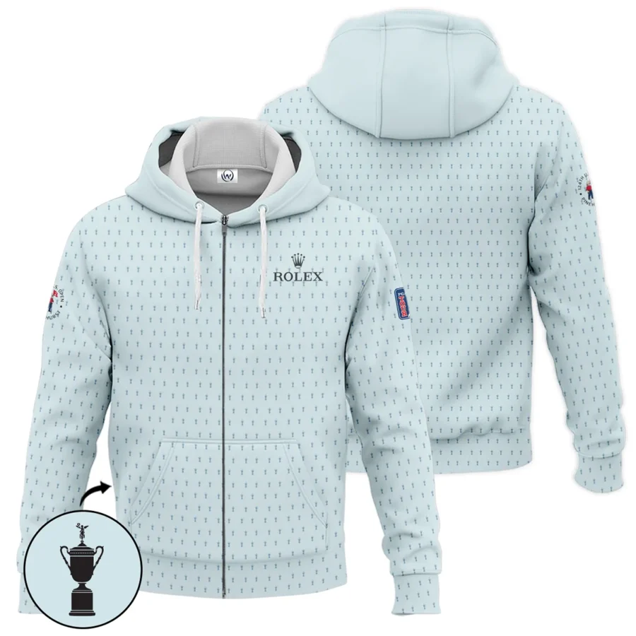 Golf Pattern Cup Light Blue Mix Green 124th U.S. Open Pinehurst Pinehurst Rolex Zipper Hoodie Shirt Style Classic