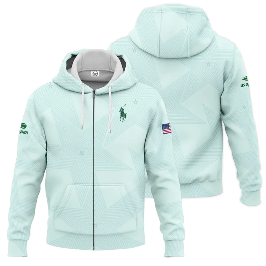 Tennis Pattern Star Light Green US Open Tennis Ralph Lauren Zipper Hoodie Shirt Style Classic