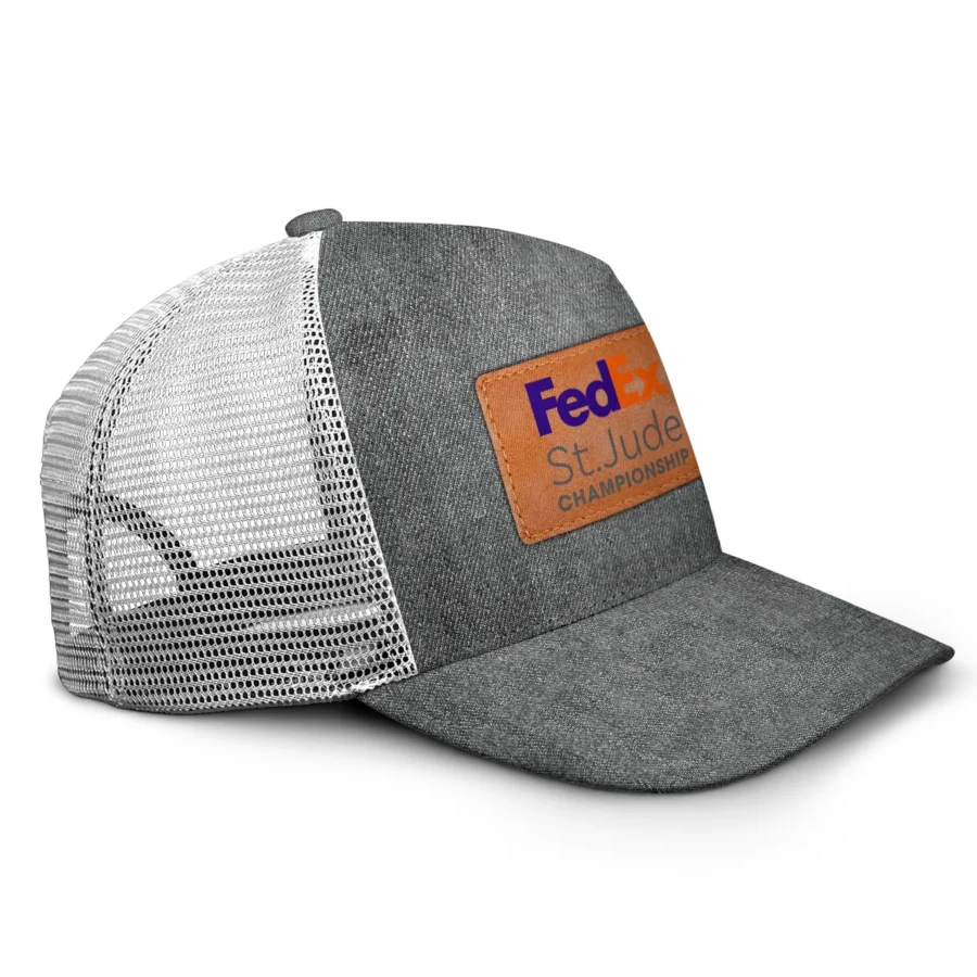 Jean Texture Leather Tag FedEx St. Jude Championship All Over Print Trucker Cap