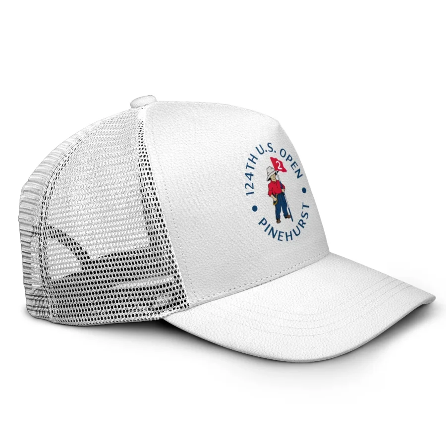 124th U.S. Open Pinehurst All White Leather Texture All Over Print Trucker Cap