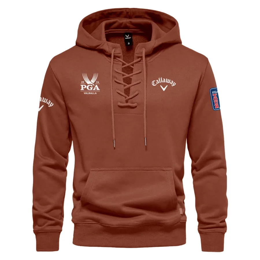 Brick Red Color Callaway 2024 PGA Championship Valhalla Tied Up Hoodie Fashion Retro Jumpers