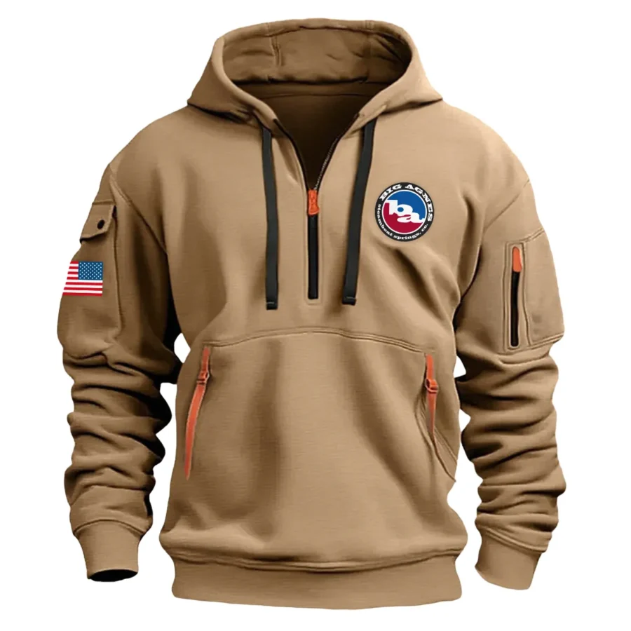 Classic Fashion Big Agnes Camping Color Khaki Hoodie Half Zipper