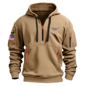 Classic Fashion Cascade Designs Camping Color Khaki Hoodie Half Zipper